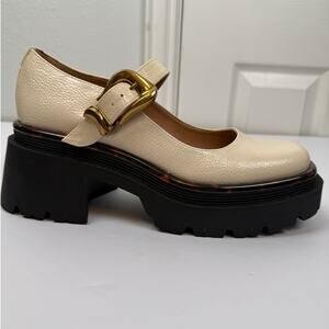 Circus NY Sam Edelman Nellie Platform Mary Jane Cream Tortoise Gold Buckle 9.5